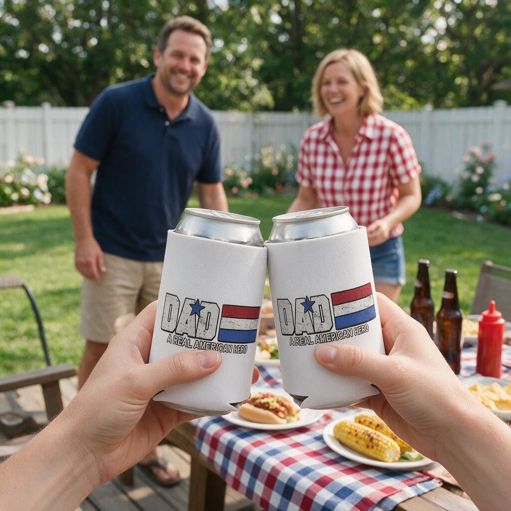 Dad - A Real American Hero - Can Cooler 6-Pack