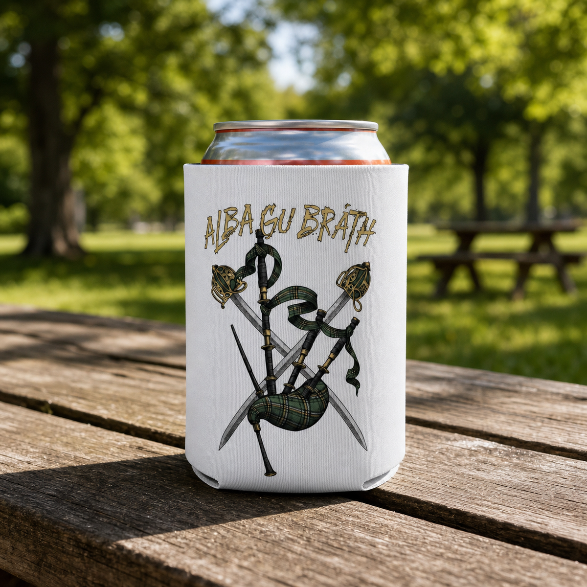 Scotland Forever - Can Cooler 6-Pack — foam can cooler with Celtic and warrior graphic — Reborn XII