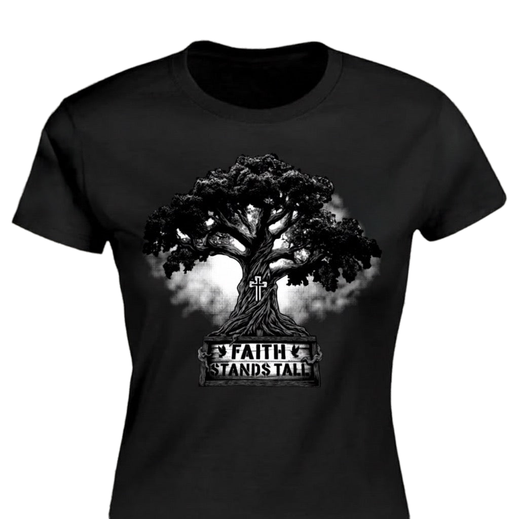 Faith Stands Tall distressed graphic women's T-shirt - view 2 - Reborn XII