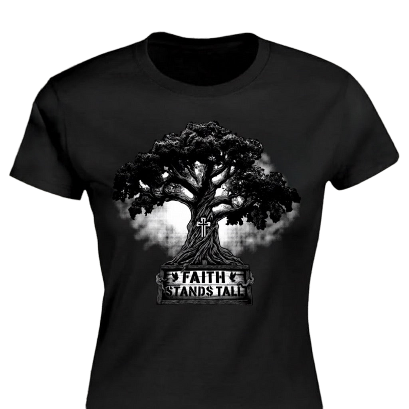 Faith Stands Tall distressed graphic women's T-shirt - view 2 - Reborn XII