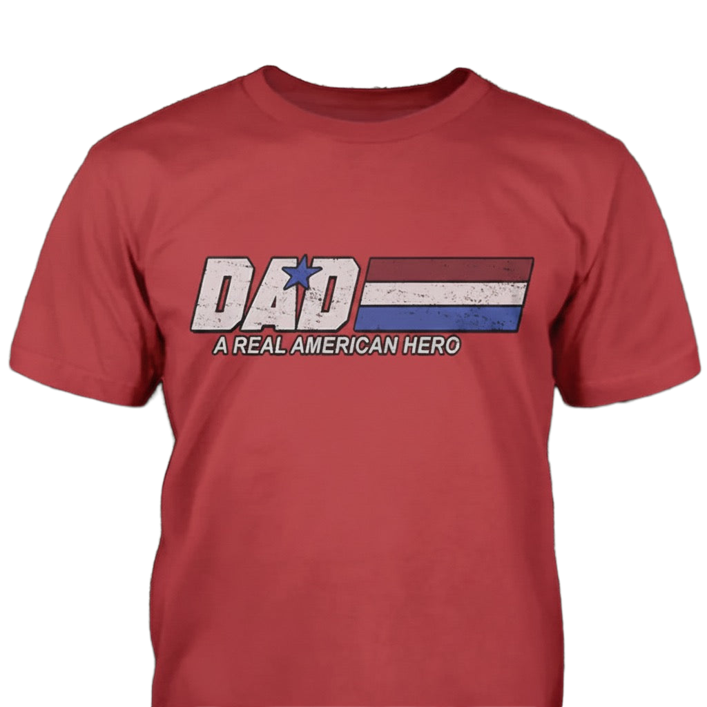 Dad - A Real American Hero distressed graphic men's T-shirt - view 8 - Reborn XII