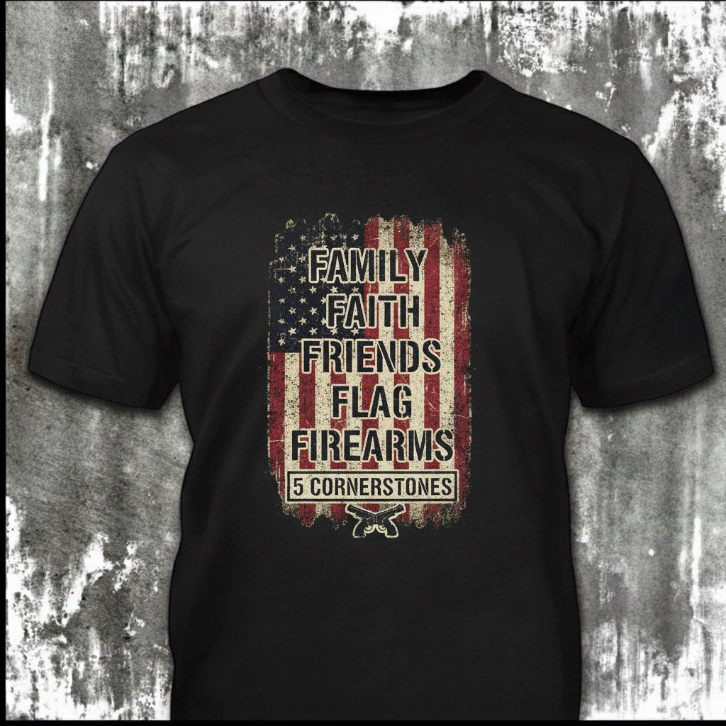 5 Cornerstones distressed graphic men's T-shirt from Reborn XII
