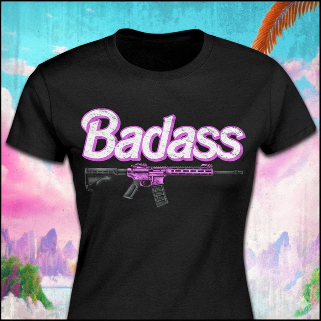 Badass Woman distressed graphic women's T-shirt from Reborn XII
