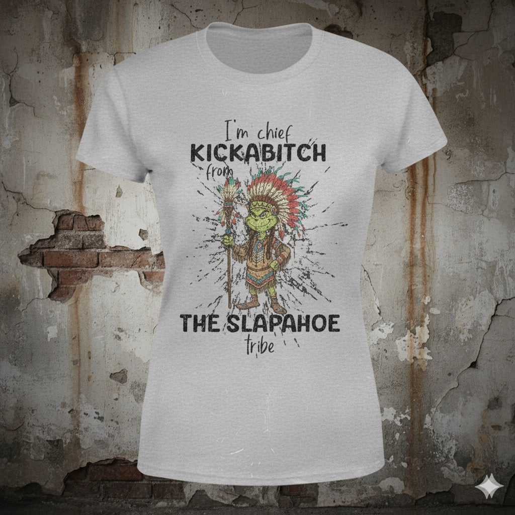 Chief Kickabitch distressed graphic women's T-shirt from Reborn XII
