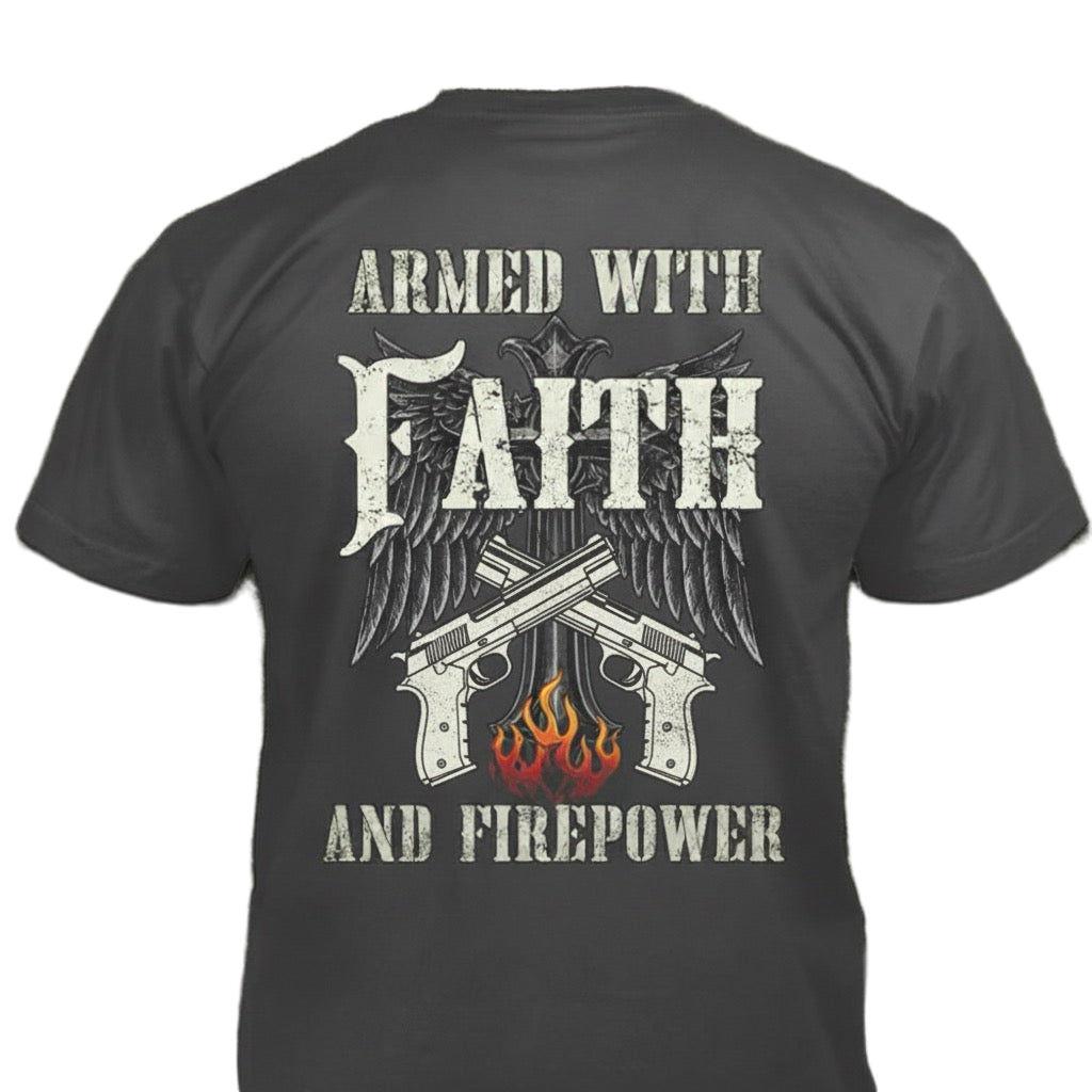 Faith And Firepower distressed graphic men's T-shirt - view 8 - Reborn XII