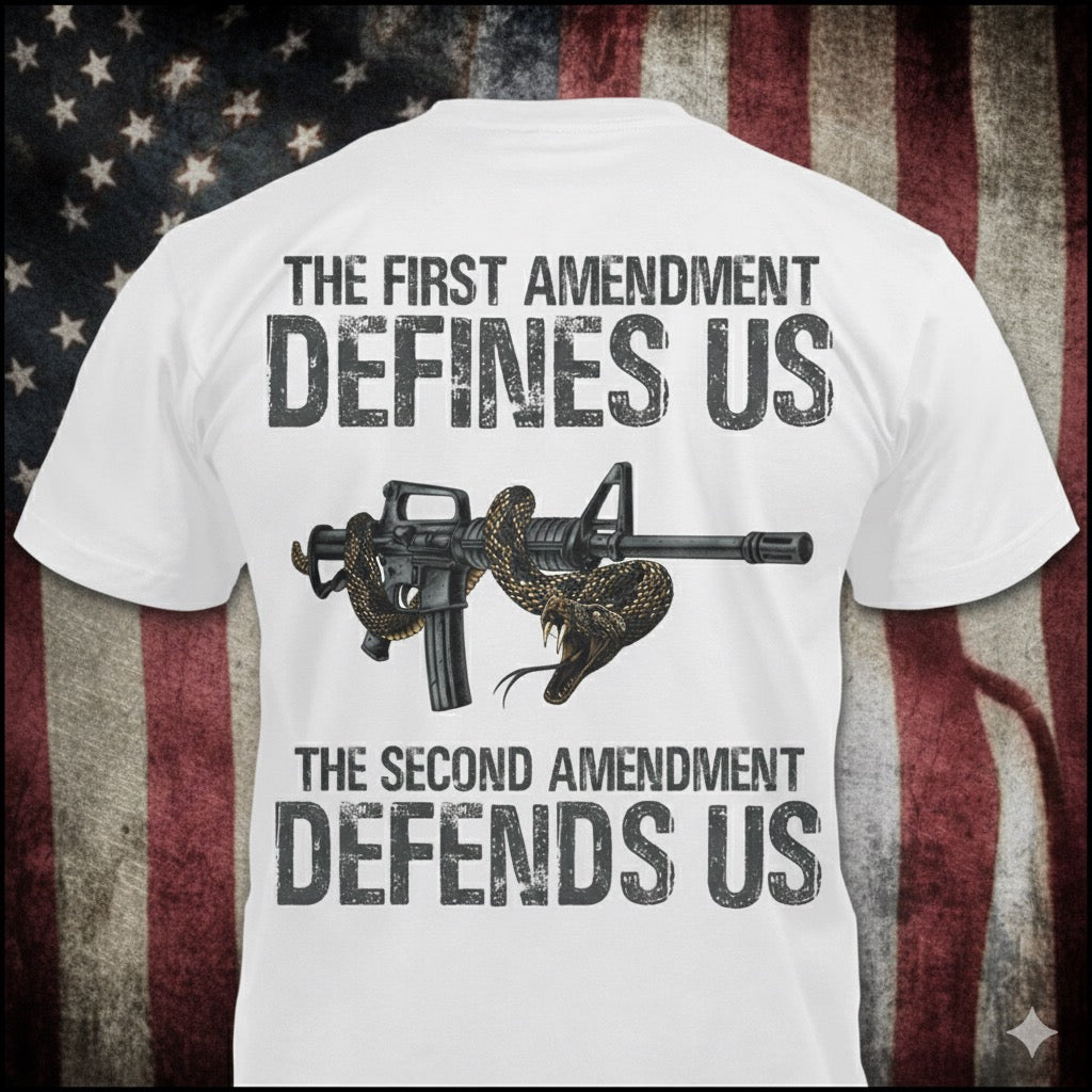 Defending Freedom distressed graphic men's T-shirt in white from Reborn XII