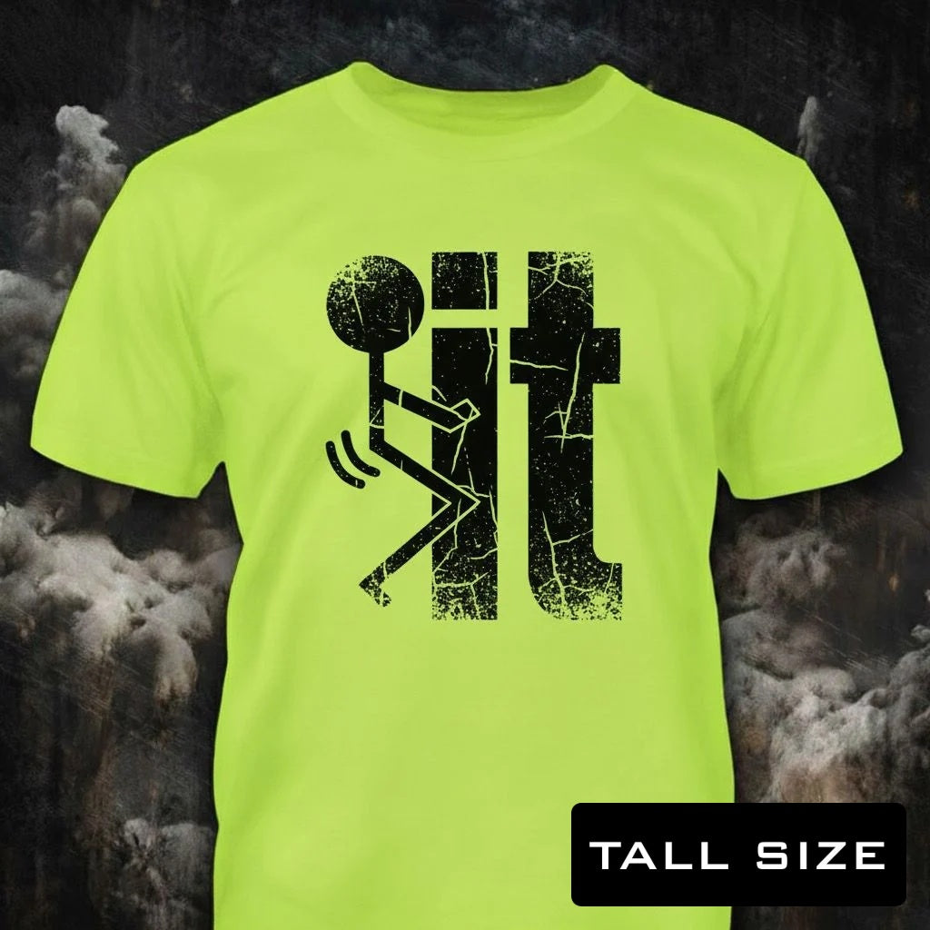 F It distressed graphic men's tall T-shirt in green — funny dad graphic — Reborn XII