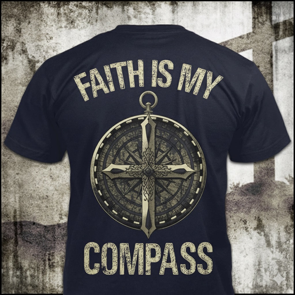 Faith Is My Compass distressed graphic men's T-shirt from Reborn XII