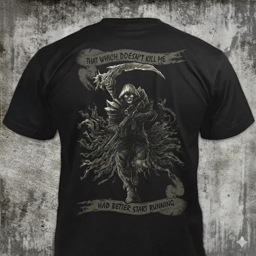 Fear The Reaper distressed graphic men's T-shirt in black - view 2 - Reborn XII