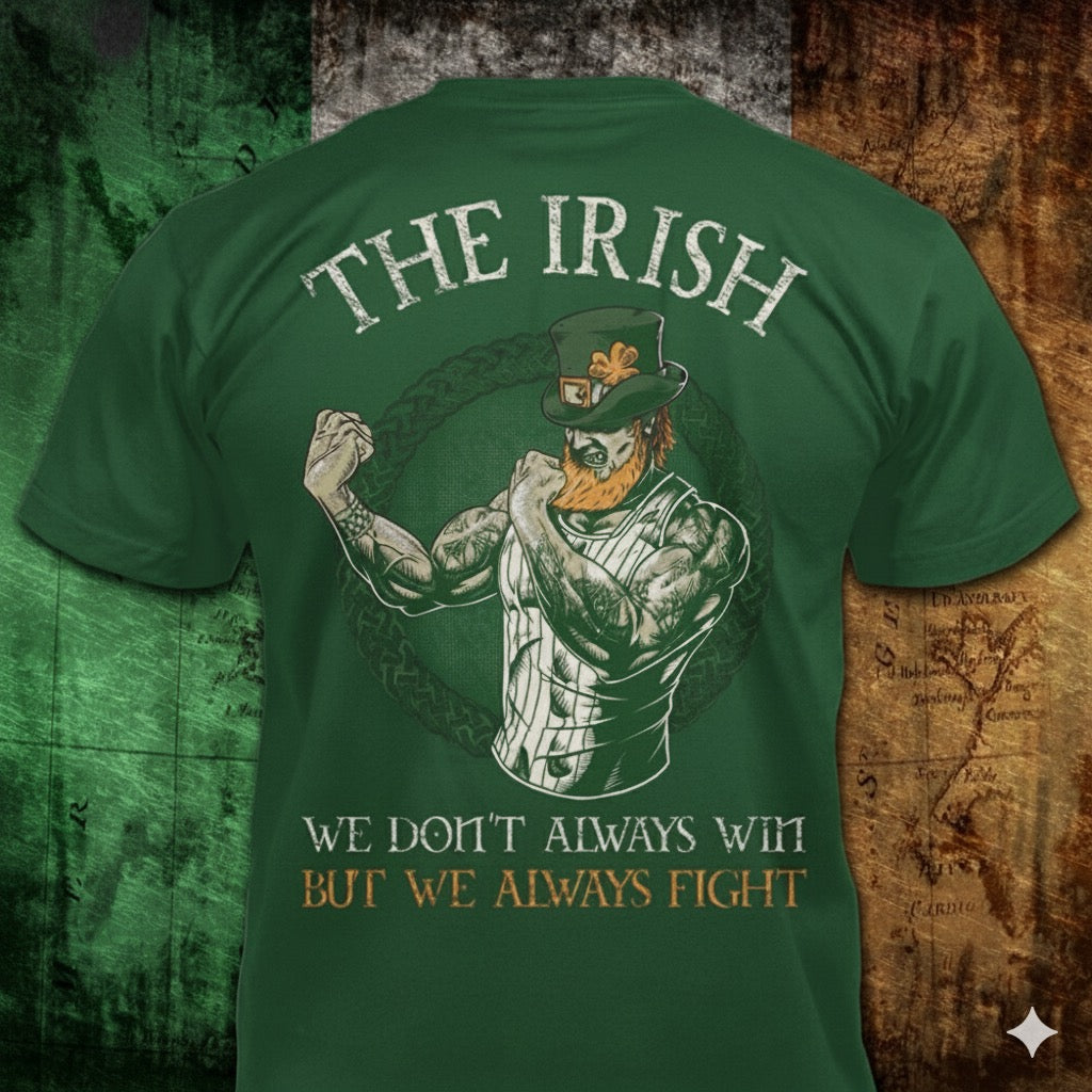 Fighting Irish distressed graphic men's T-shirt in green from Reborn XII