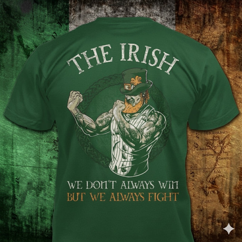 Fighting Irish distressed graphic men's T-shirt in green — distressed Celtic and warrior graphic — Reborn XII