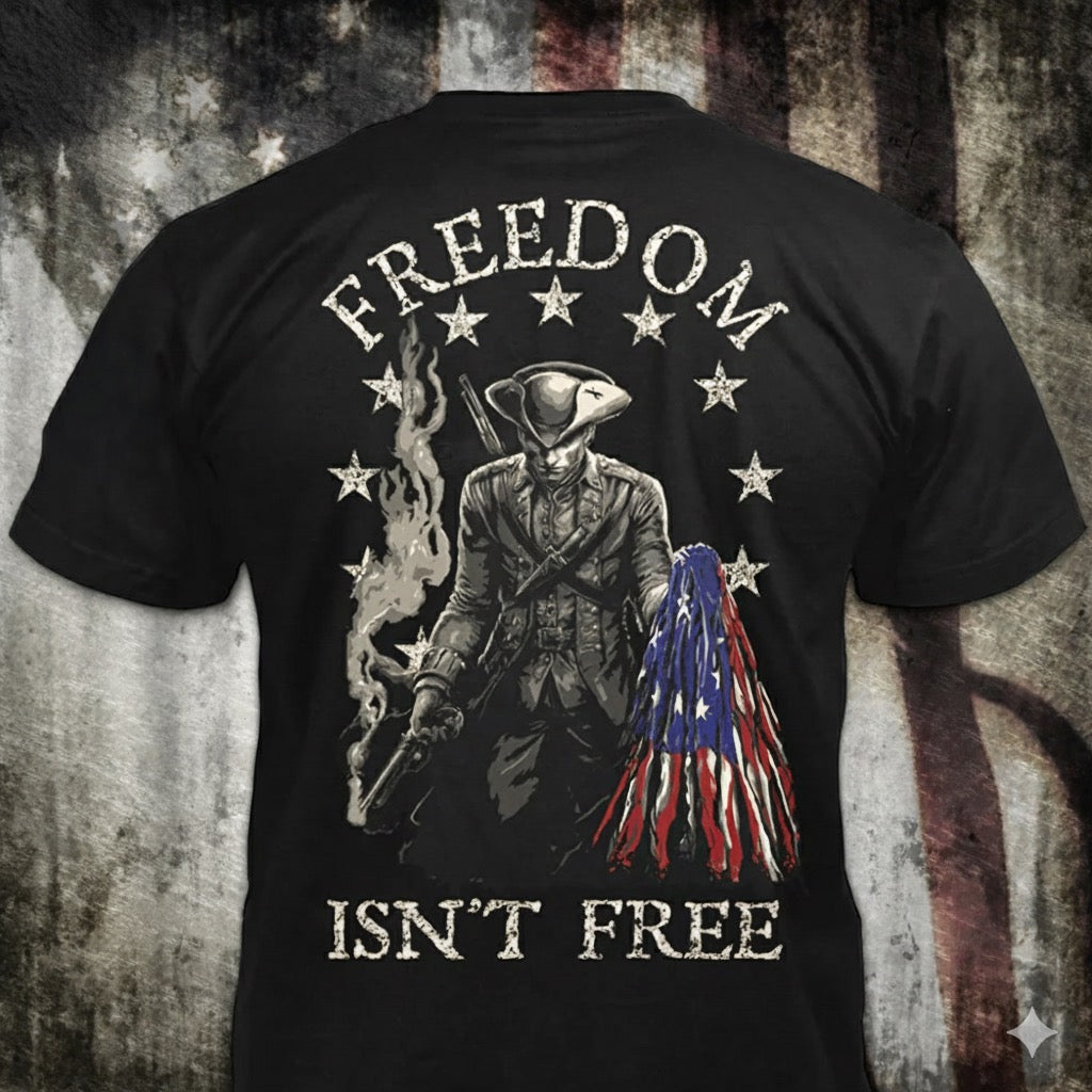 Freedom Isn't Free distressed graphic men's T-shirt from Reborn XII