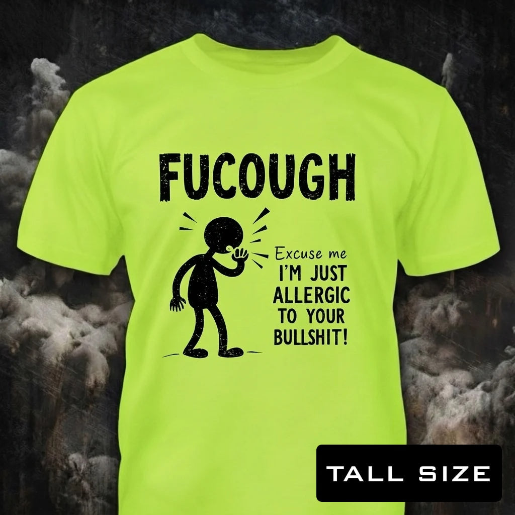 Fucough distressed graphic men's tall T-shirt in green — bold blue-collar work graphic — Reborn XII