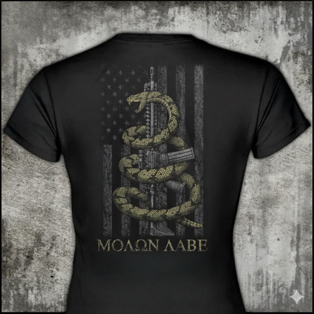 Gadsden Snake distressed graphic women's T-shirt from Reborn XII