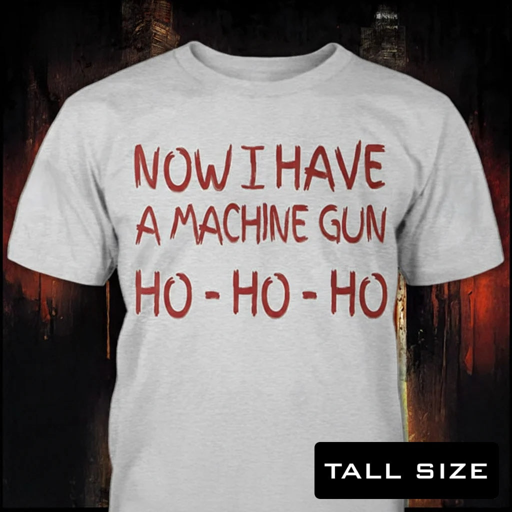 Ho-Ho-Ho distressed graphic men's tall T-shirt in black — bold Christmas graphic — Reborn XII