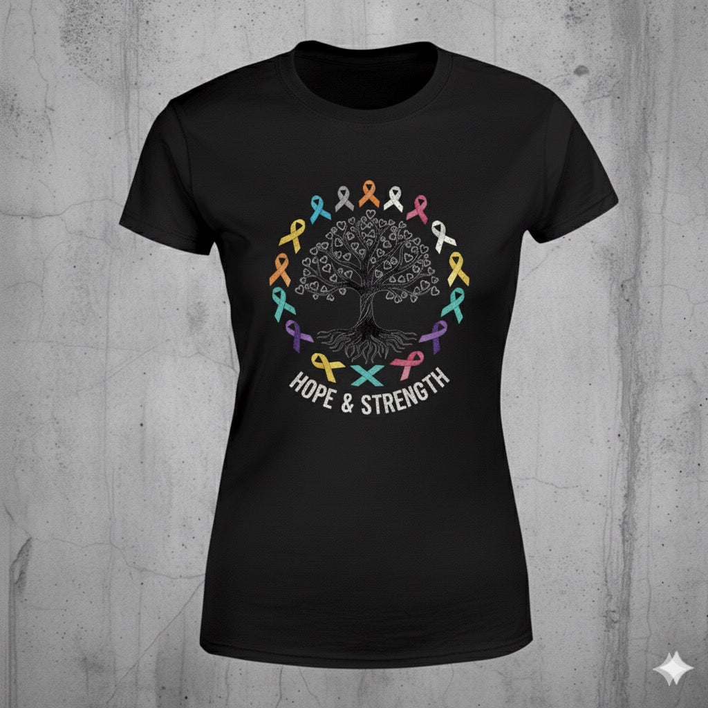 Hope And Strength distressed graphic women's T-shirt from Reborn XII