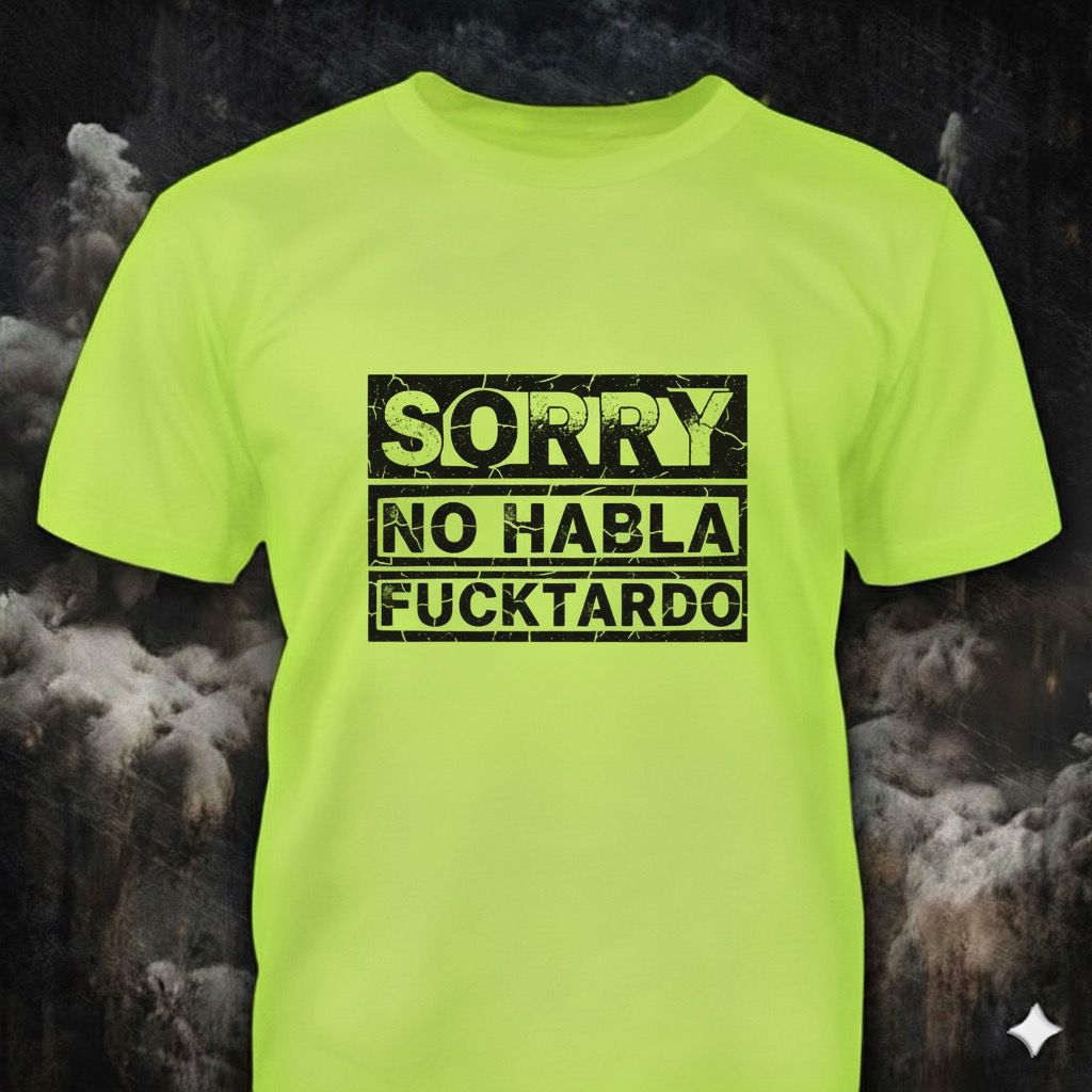 No Habla Fucktardo distressed graphic hi-vis safety T-shirt from Reborn XII