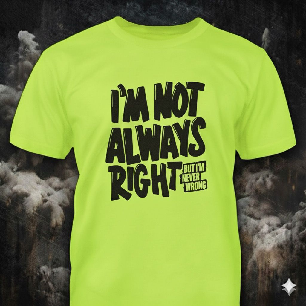 I'm Never Wrong distressed graphic hi-vis safety T-shirt from Reborn XII