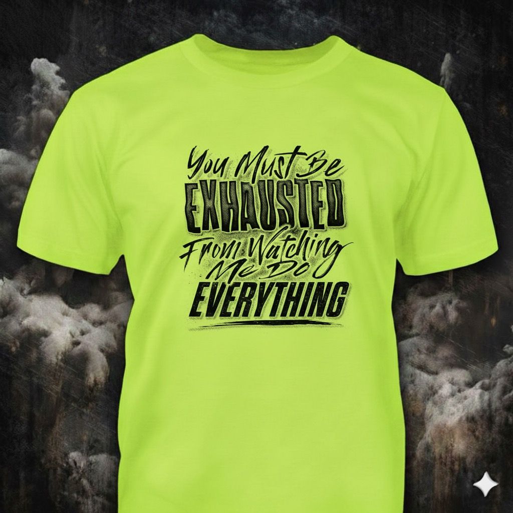 Exhausted From Watching distressed graphic hi-vis safety T-shirt from Reborn XII