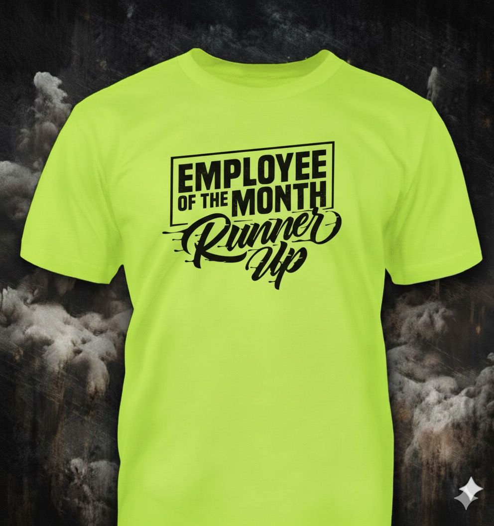 Employee Of The Month distressed graphic hi-vis safety T-shirt from Reborn XII