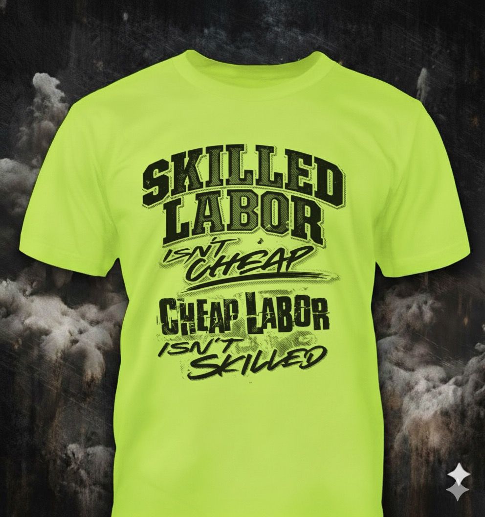 Skilled Labor distressed graphic hi-vis safety T-shirt from Reborn XII