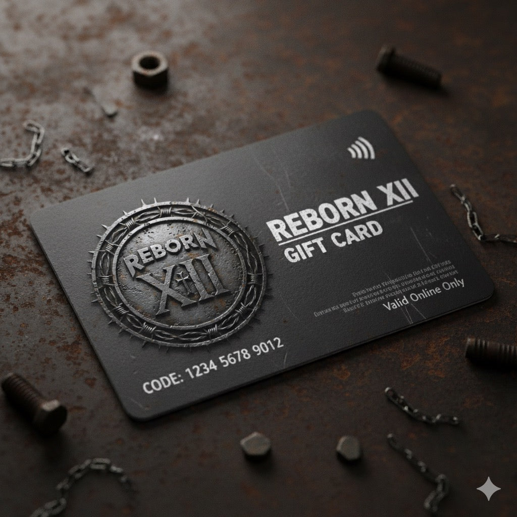Reborn XII digital gift card for graphic tees and workwear