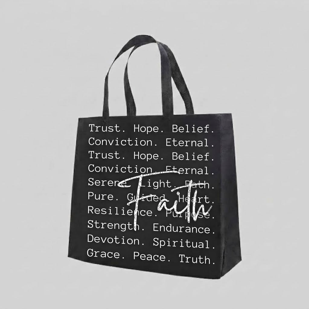 Faith - Tote Bag — reusable tote bag with faith and cross graphic — Reborn XII