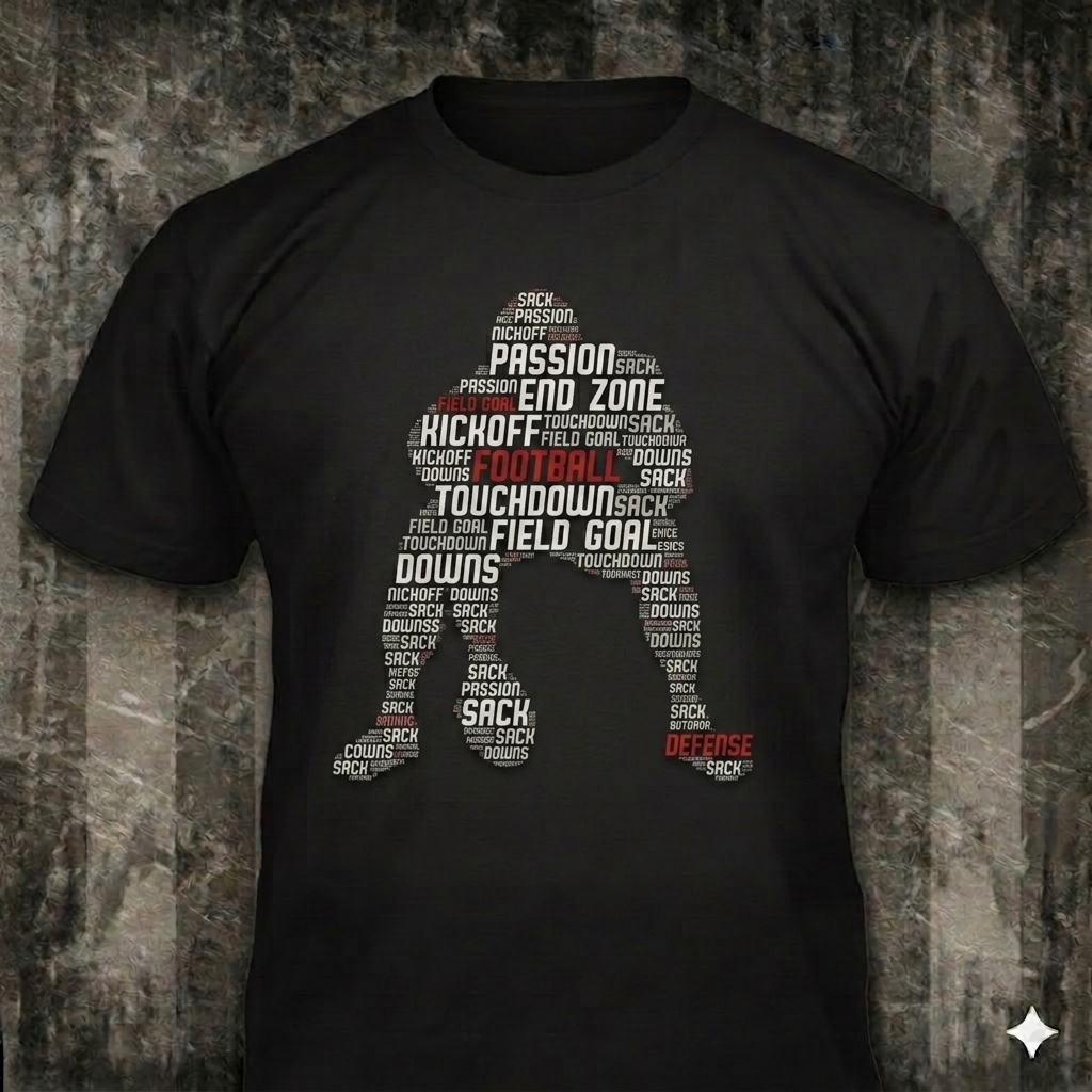 Gridiron Typography distressed graphic men's T-shirt in black — distressed patriotic football graphic — Reborn XII