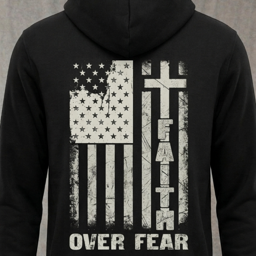 Cross Of Courage distressed graphic unisex hoodie in black — distressed faith and cross graphic — Reborn XII