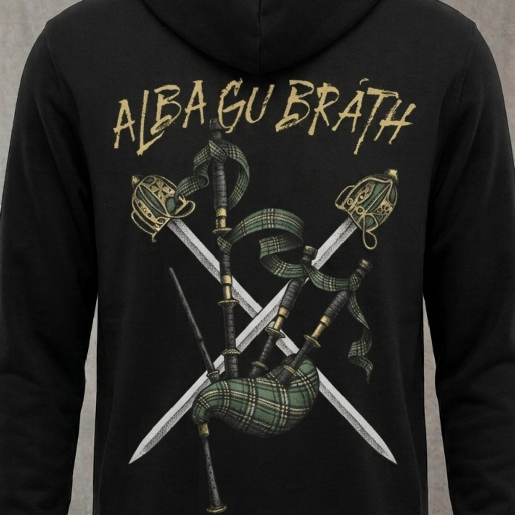 Scotland Forever distressed graphic unisex hoodie in black — distressed faith and cross graphic — Reborn XII