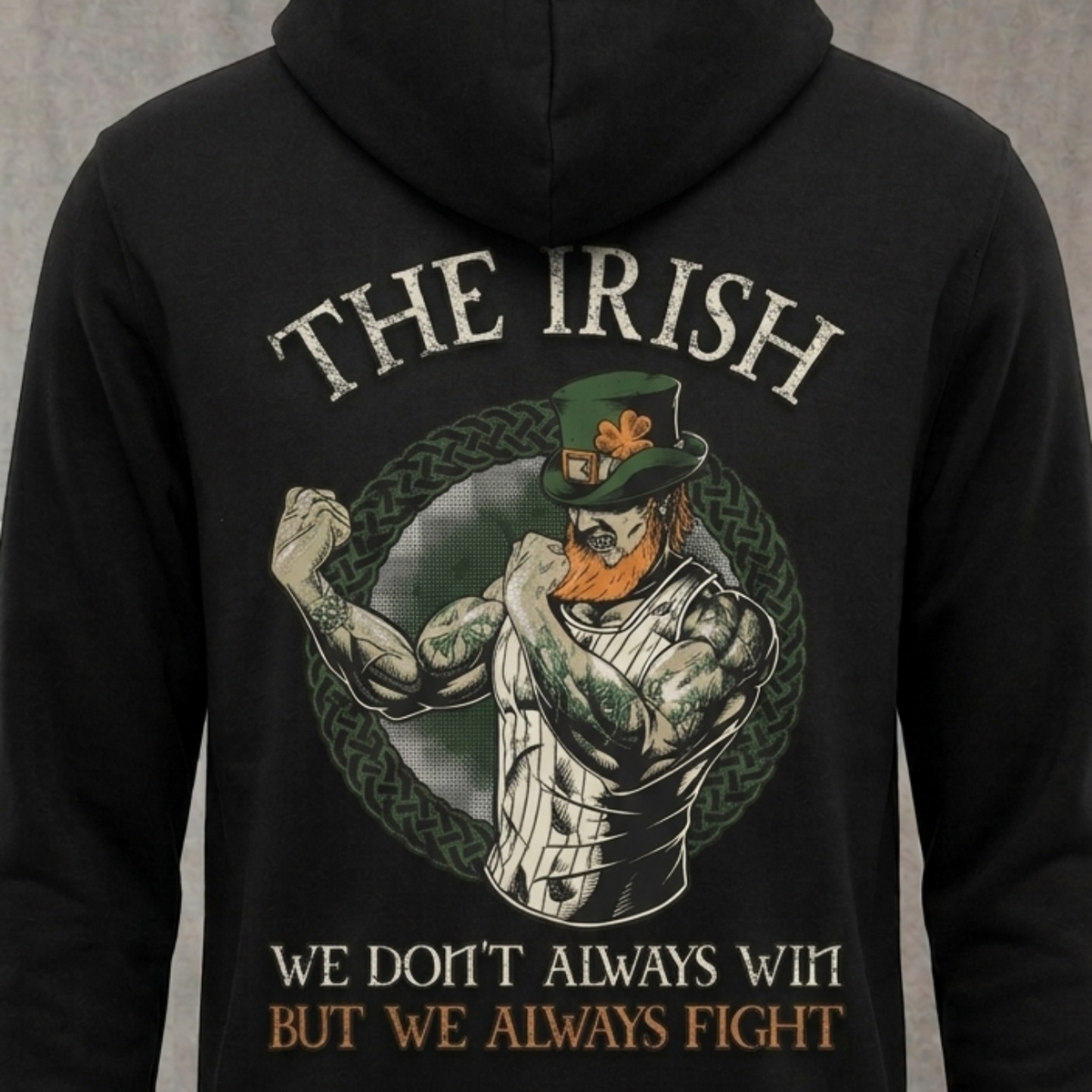Fighting Irish distressed graphic unisex hoodie in green — distressed Celtic and warrior graphic — Reborn XII