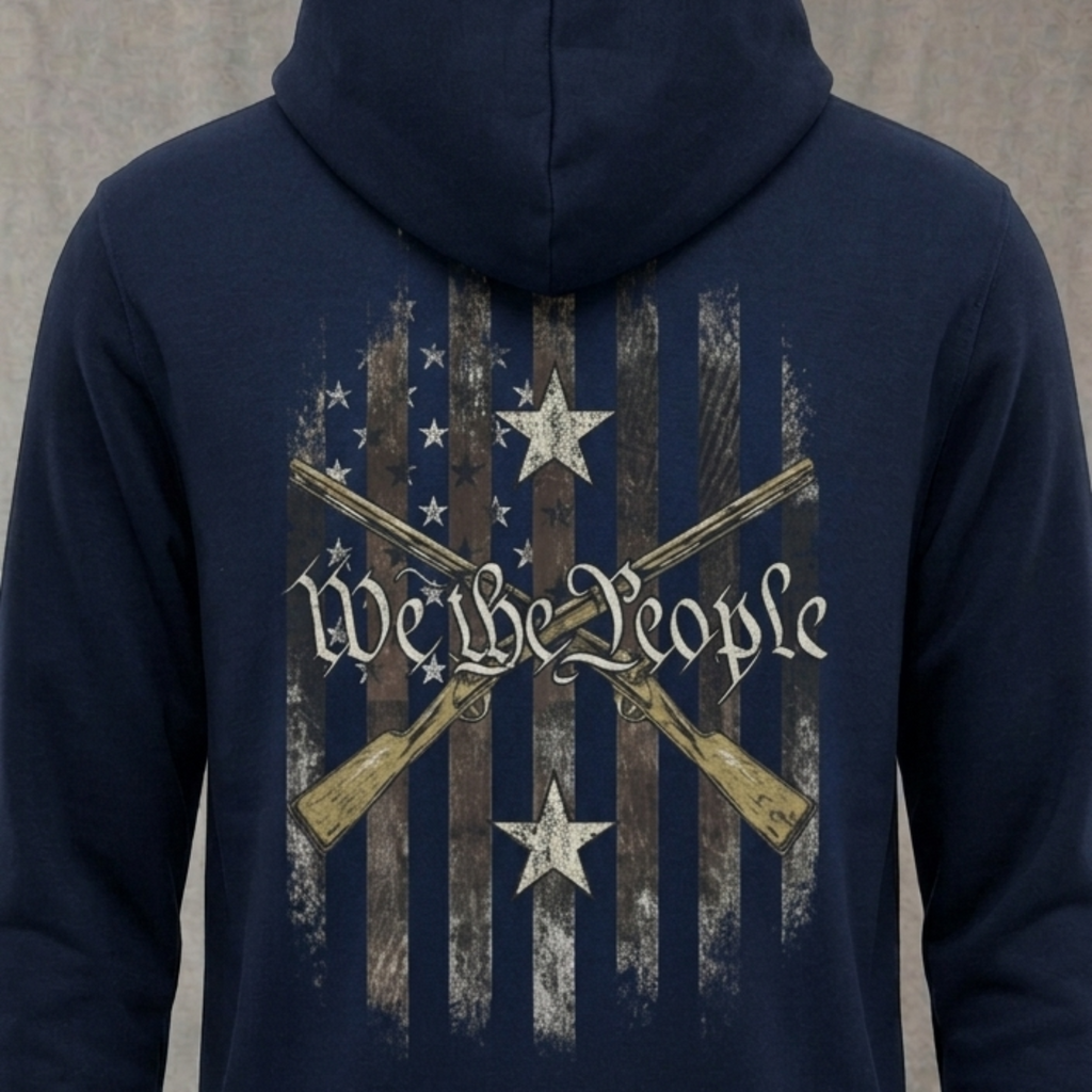 Liberty Rifles distressed graphic unisex hoodie in black — distressed faith and cross graphic — Reborn XII