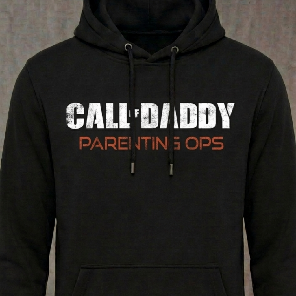 Call Of Daddy distressed graphic unisex hoodie in black — funny dad graphic — Reborn XII