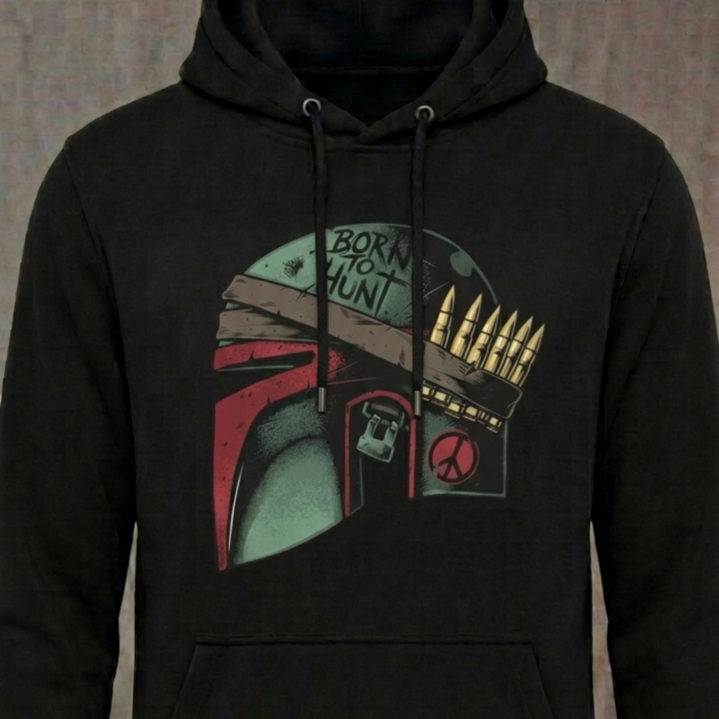 Born To Hunt distressed graphic unisex hoodie in black — distressed hunting and outdoors graphic — Reborn XII
