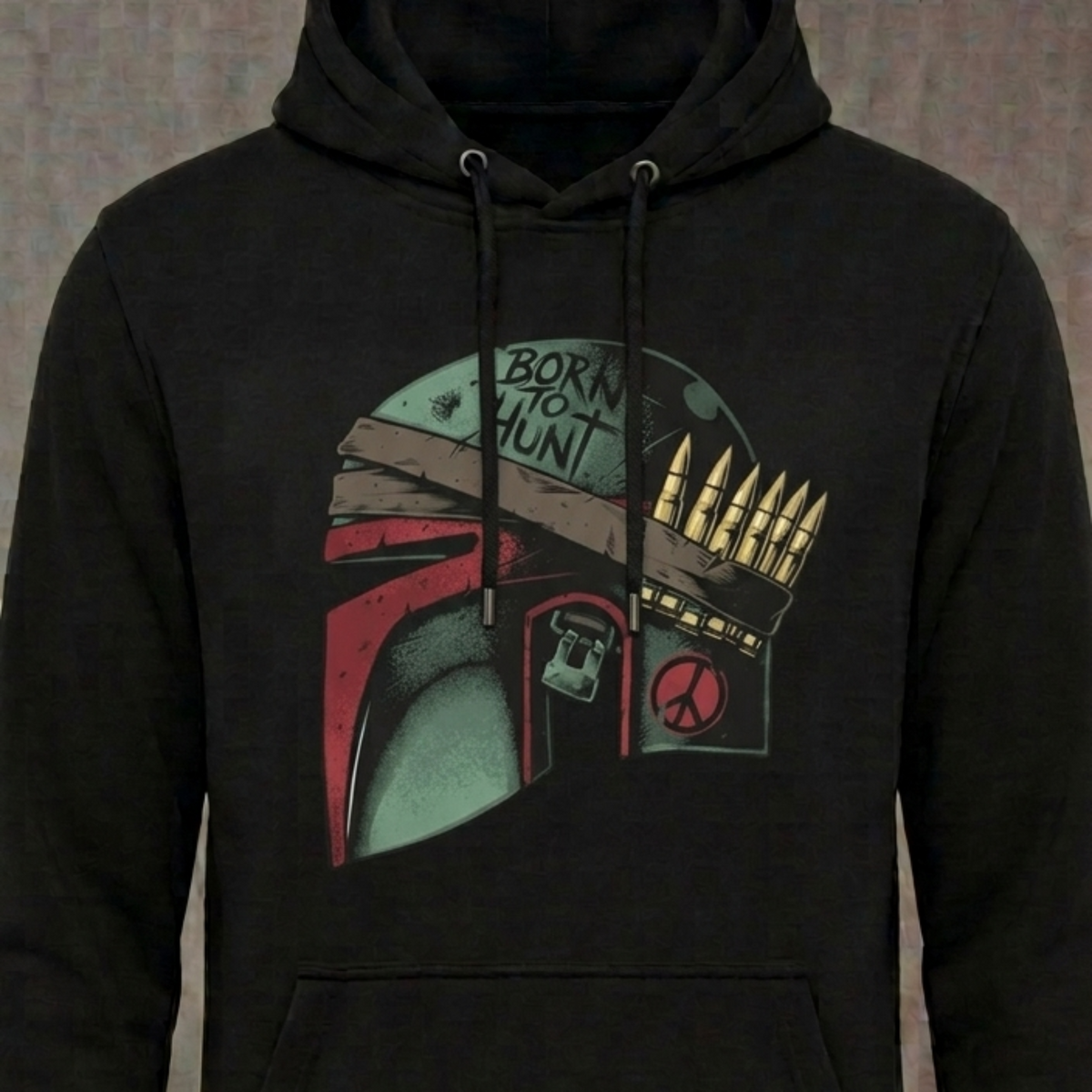 Born To Hunt distressed graphic unisex hoodie in black — distressed hunting and outdoors graphic — Reborn XII