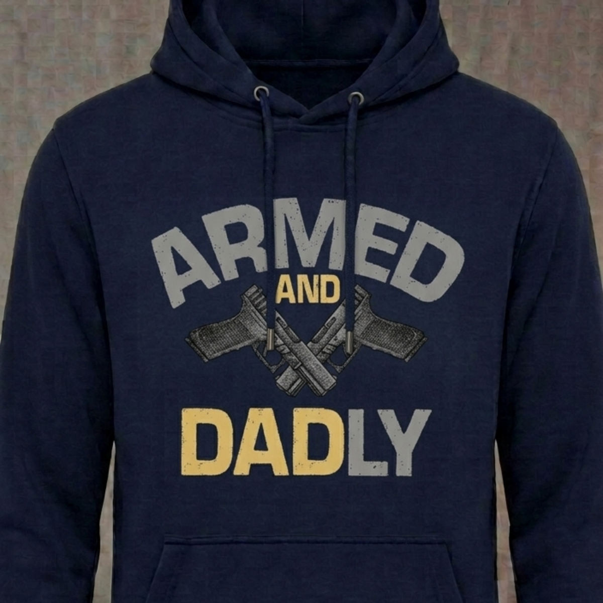 Armed And Dadly distressed graphic unisex hoodie in black — distressed faith and cross graphic — Reborn XII