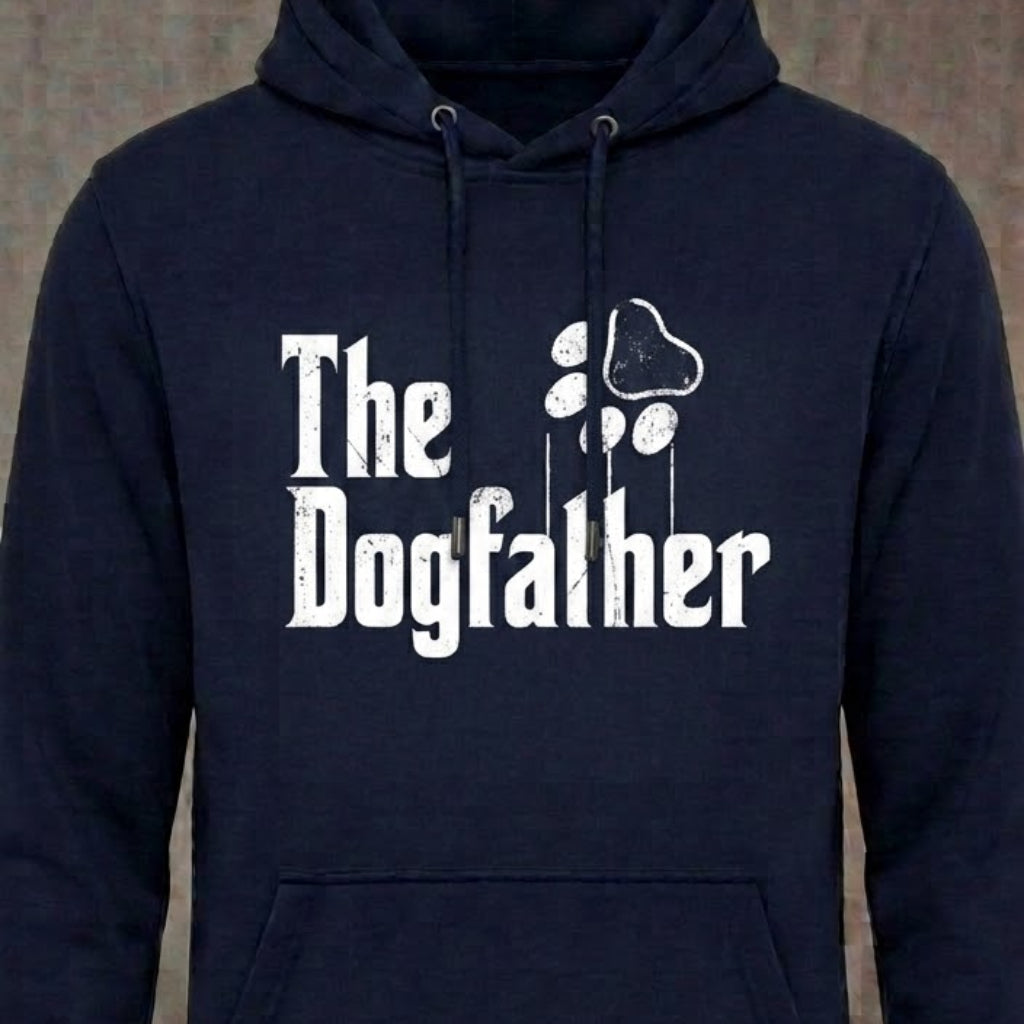 The Dogfather distressed graphic unisex hoodie in black — bold dog-lover graphic — Reborn XII