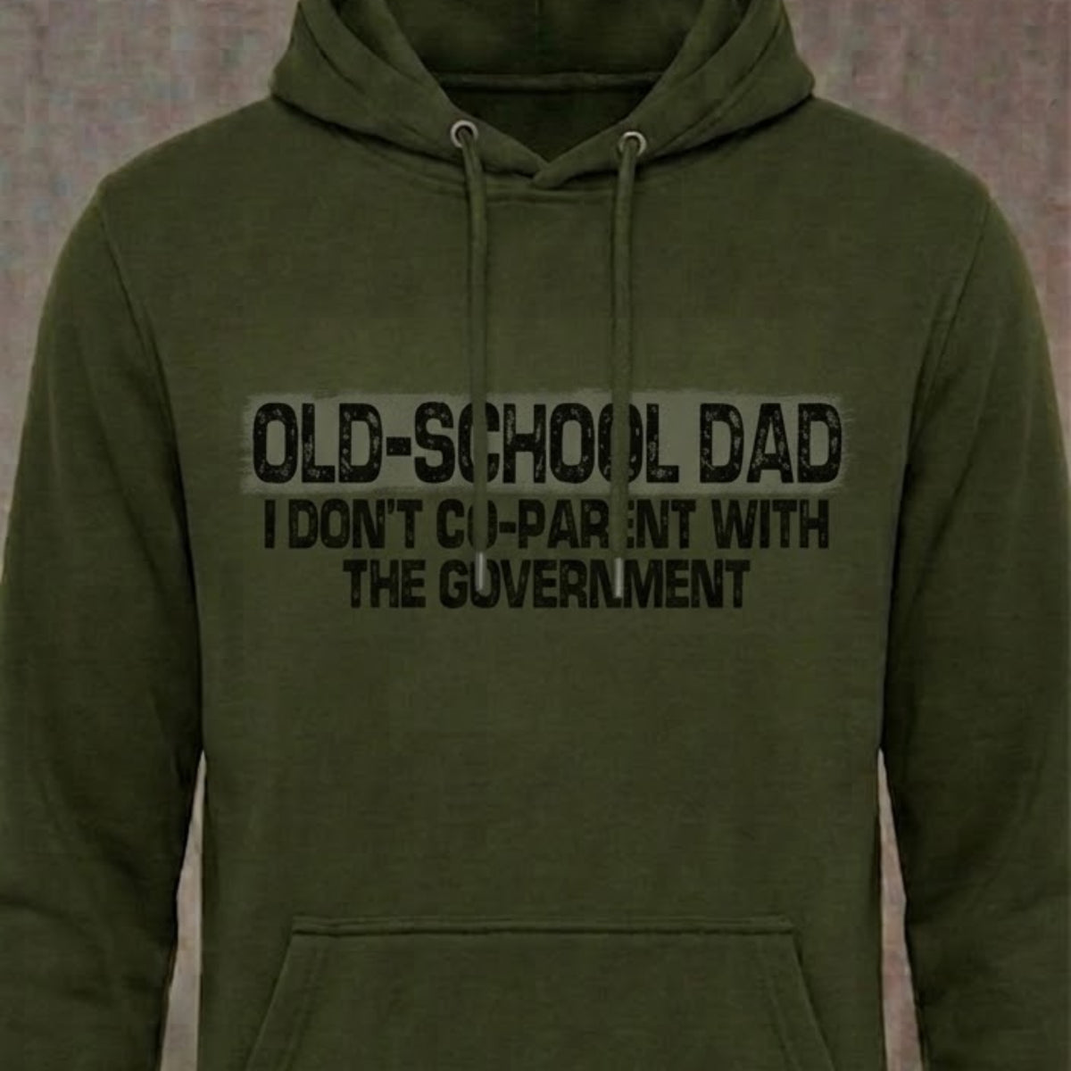 Old School Dad distressed graphic unisex hoodie in black — funny dad graphic — Reborn XII