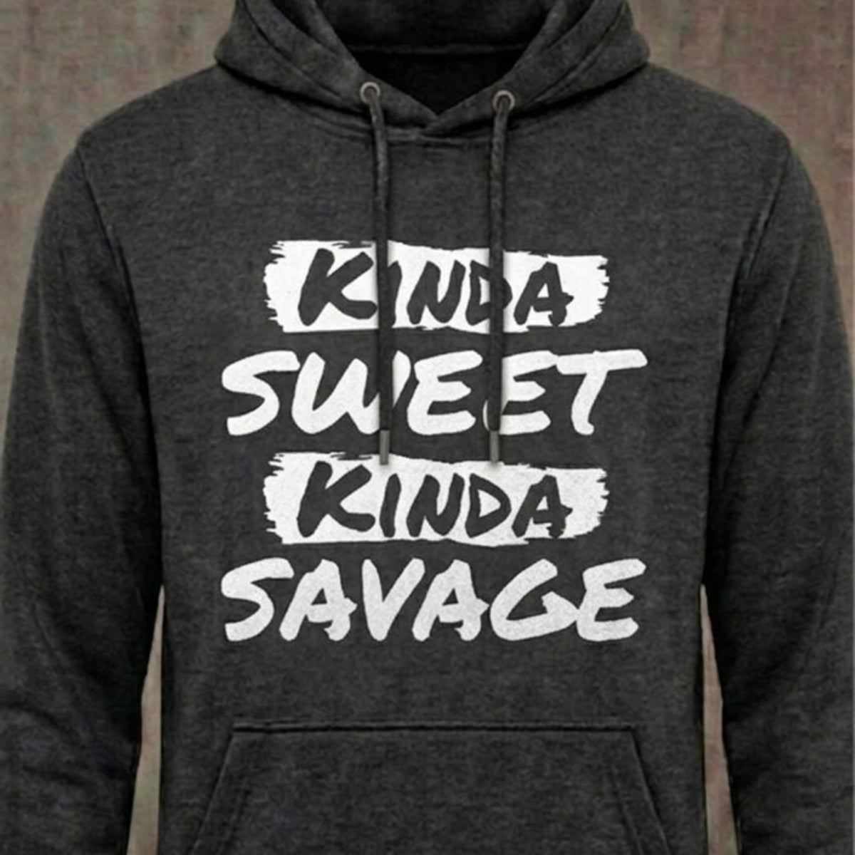 Kinda Sweet Kinda Savage distressed graphic unisex hoodie in black — bold women’s empowerment graphic — Reborn XII