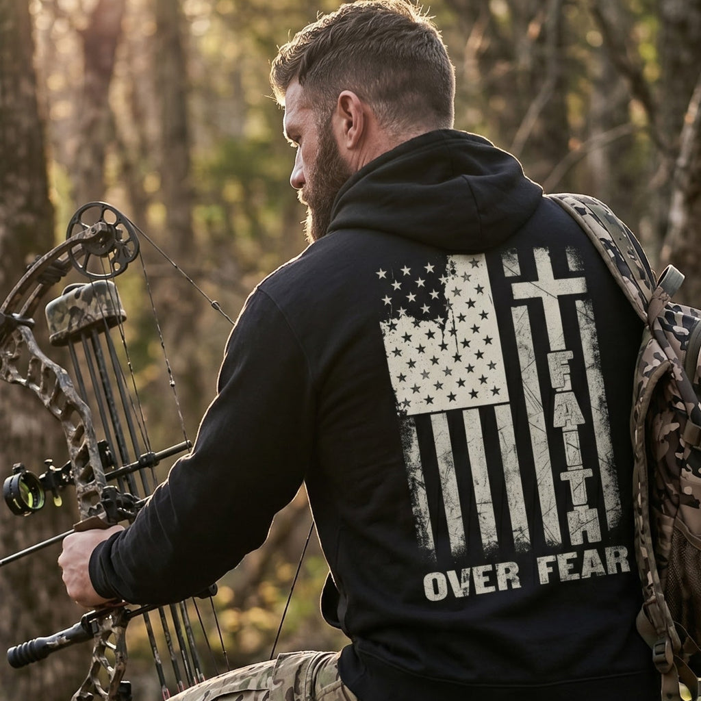 Cross Of Courage distressed graphic unisex hoodie - view 3 - Reborn XII