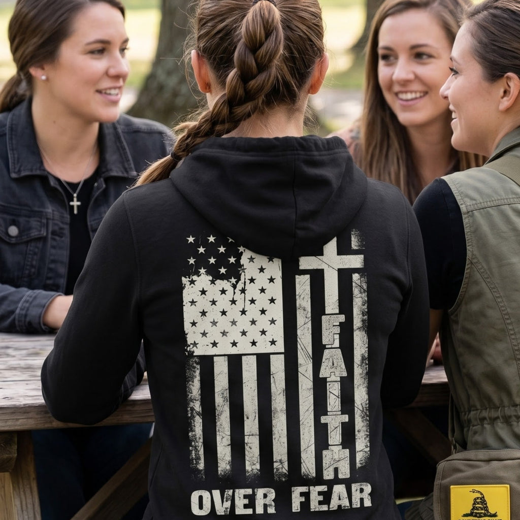 Cross Of Courage distressed graphic unisex hoodie - view 4 - Reborn XII
