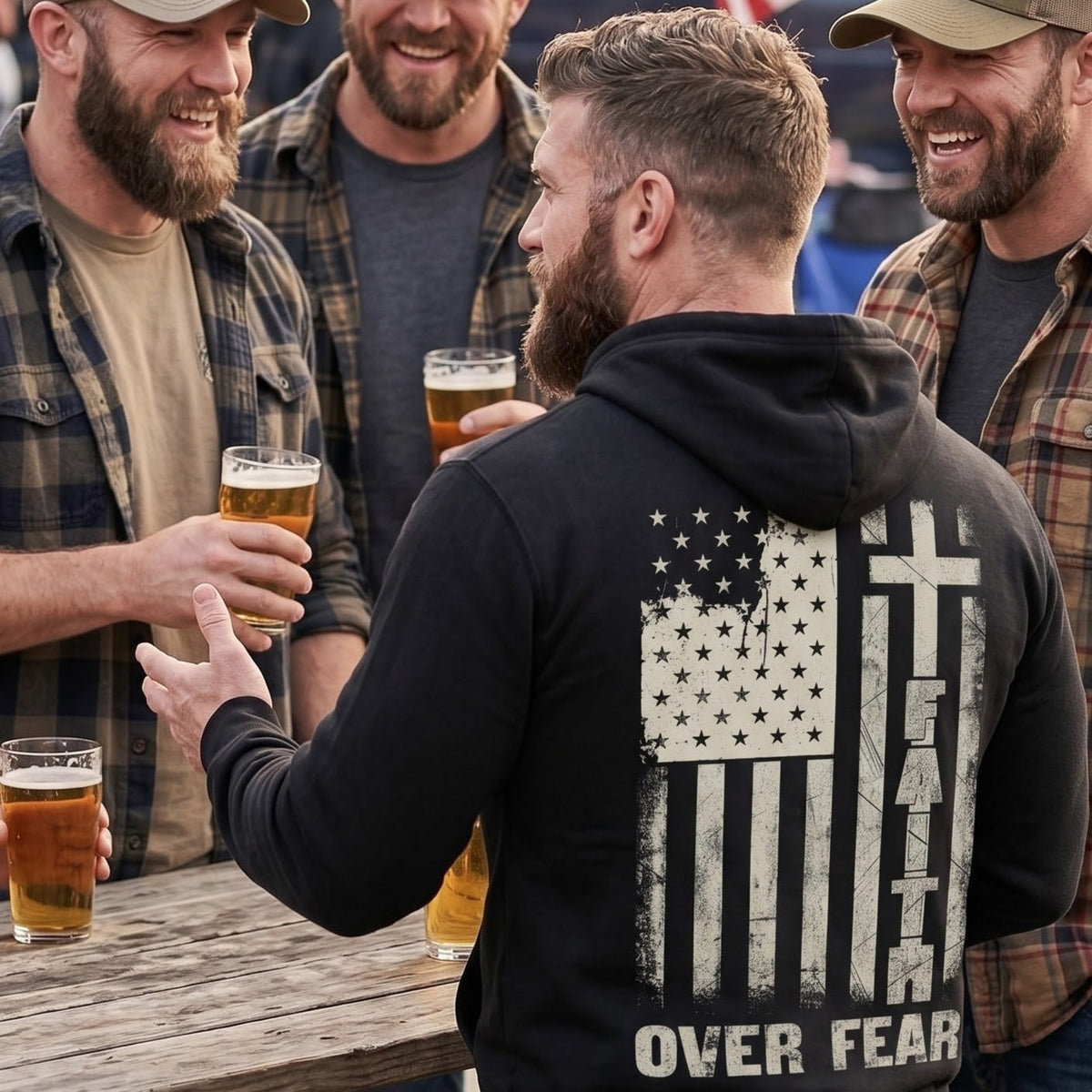 Cross Of Courage distressed graphic unisex hoodie - view 5 - Reborn XII