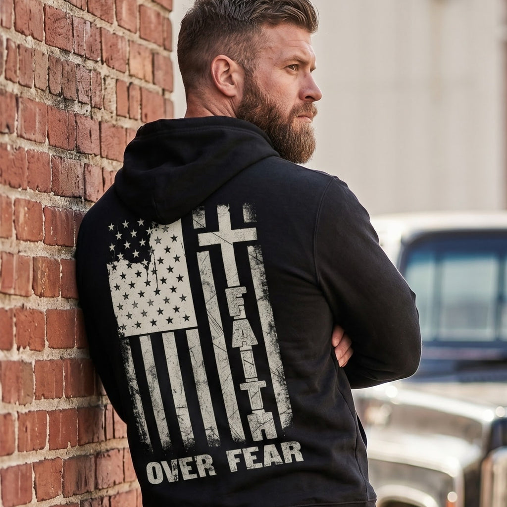 Cross Of Courage distressed graphic unisex hoodie - view 6 - Reborn XII