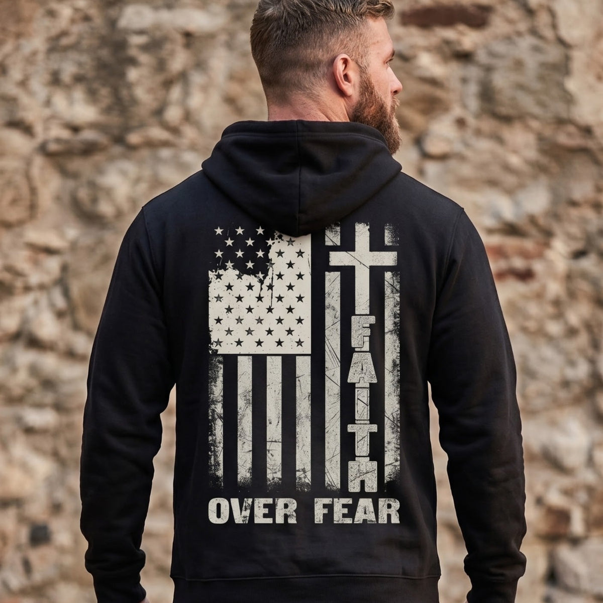 Cross Of Courage distressed graphic unisex hoodie - view 2 - Reborn XII