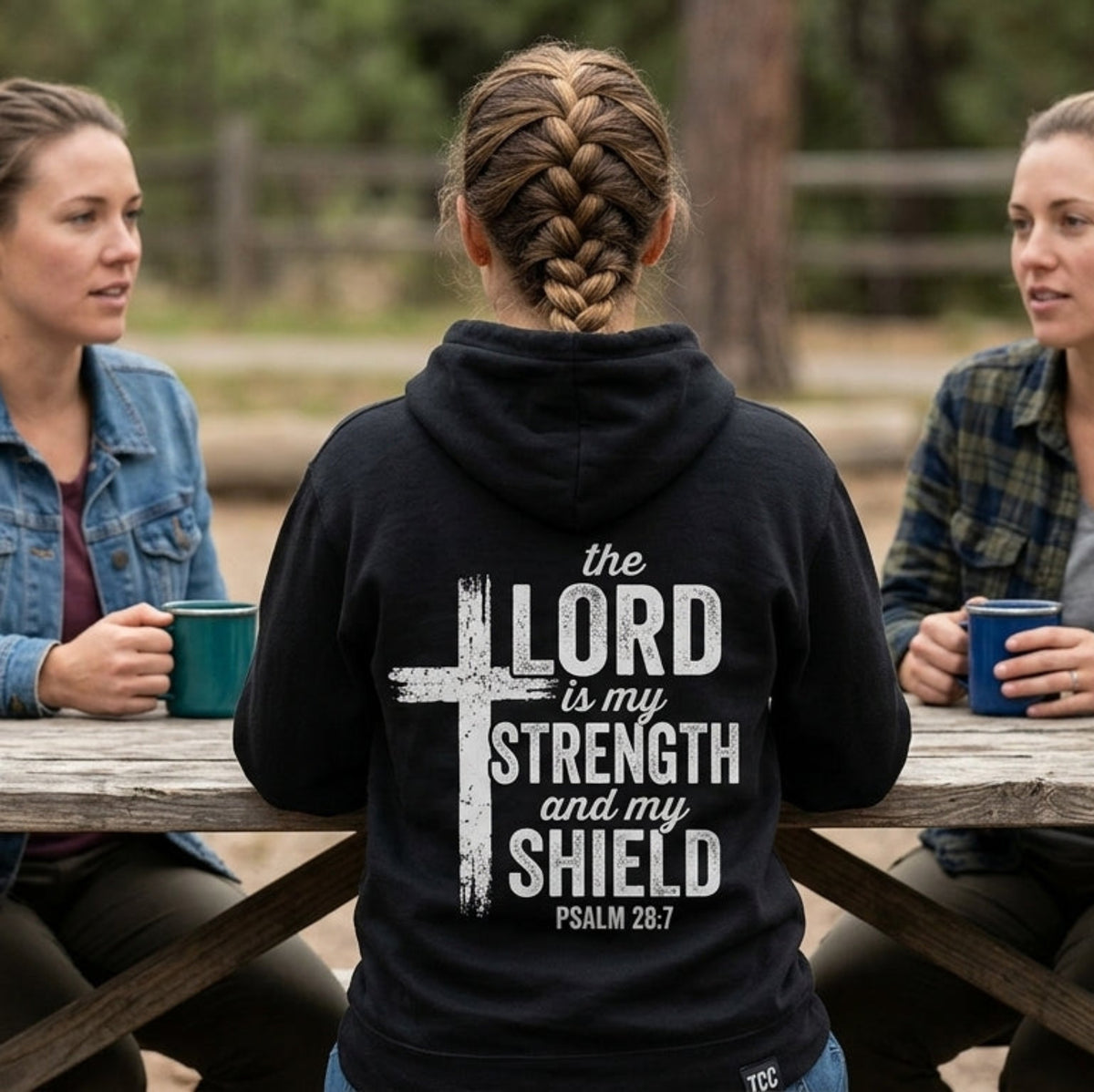 Lord Is My Strength distressed graphic unisex hoodie - view 6 - Reborn XII