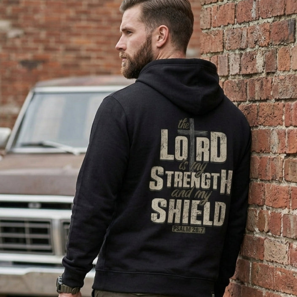 Lord Is My Strength distressed graphic unisex hoodie - view 2 - Reborn XII
