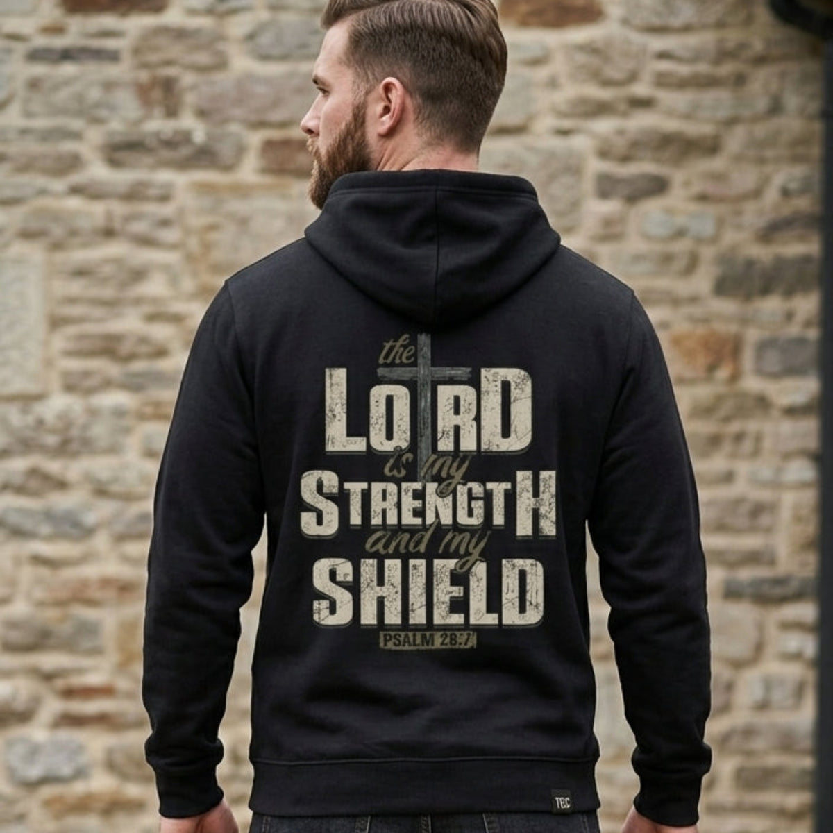 Lord Is My Strength distressed graphic unisex hoodie - view 3 - Reborn XII