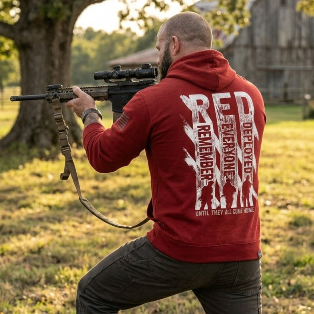 Remember Everyone Deployed distressed graphic unisex hoodie - view 5 - Reborn XII