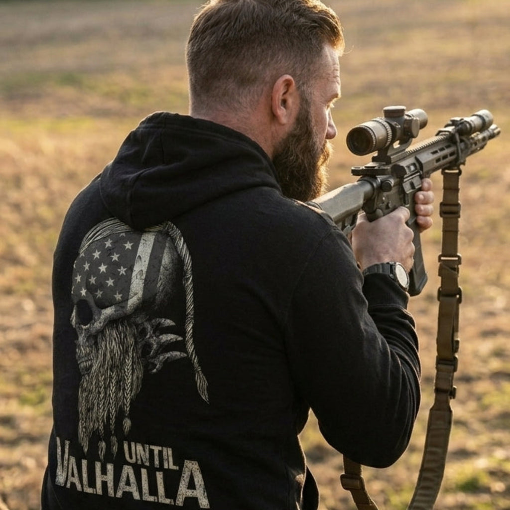 Until Valhalla distressed graphic unisex hoodie - view 2 - Reborn XII