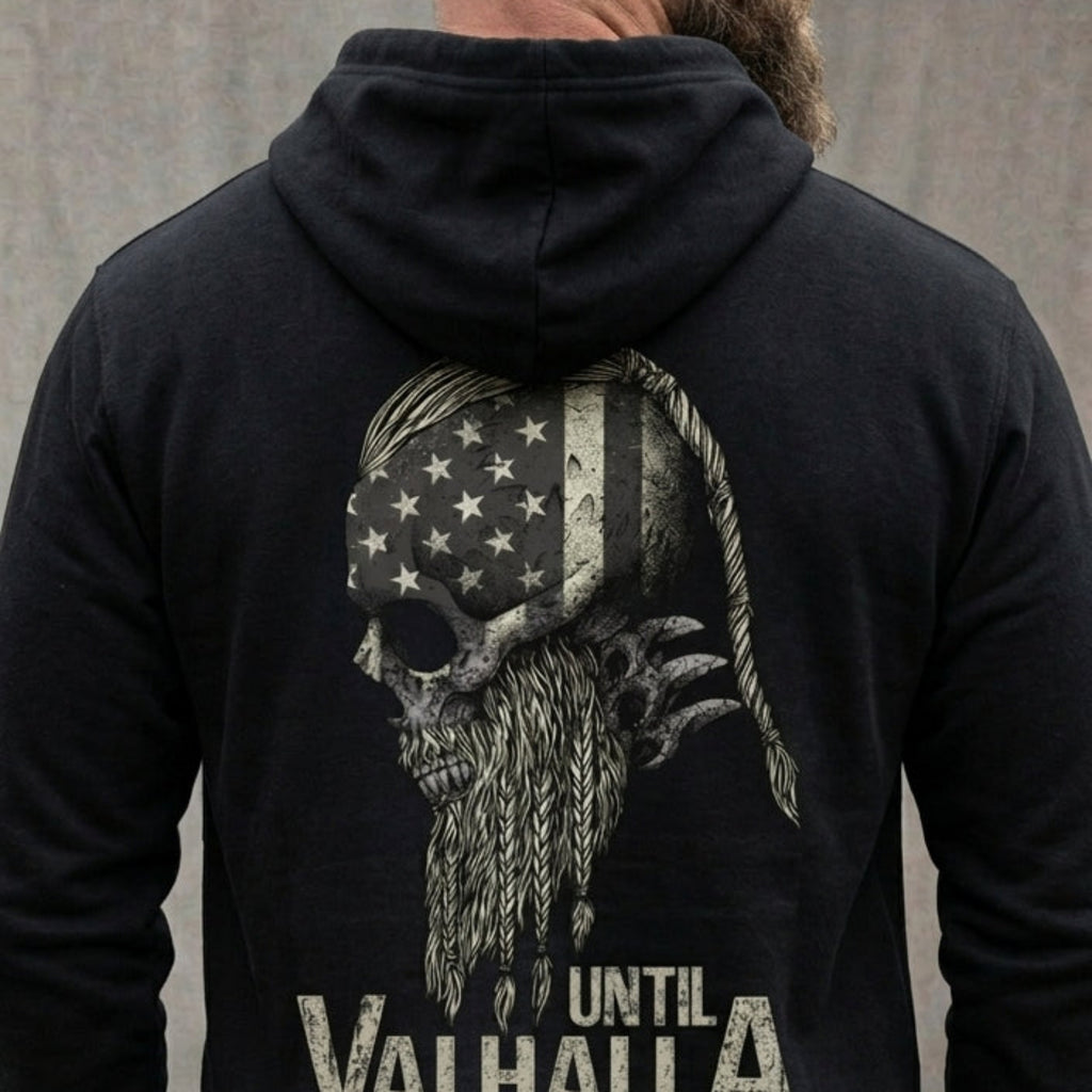 Until Valhalla distressed graphic unisex hoodie - view 5 - Reborn XII